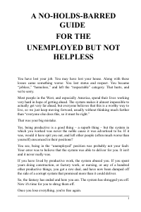 A No-Holds-Barred Guide for the Unemployed but Not Helpless cover