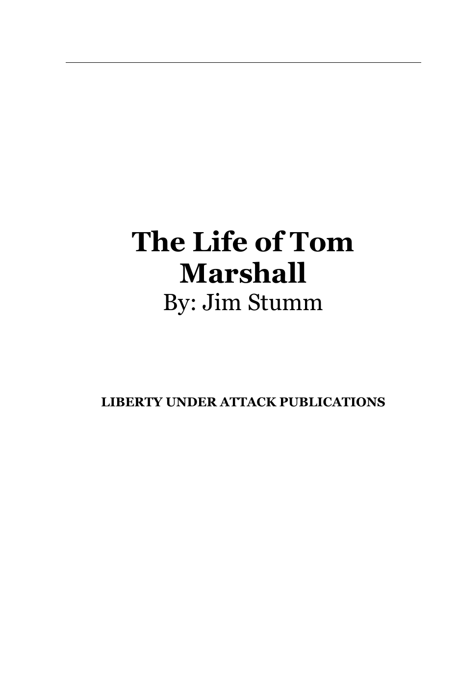 The Life of Tom Marshall cover