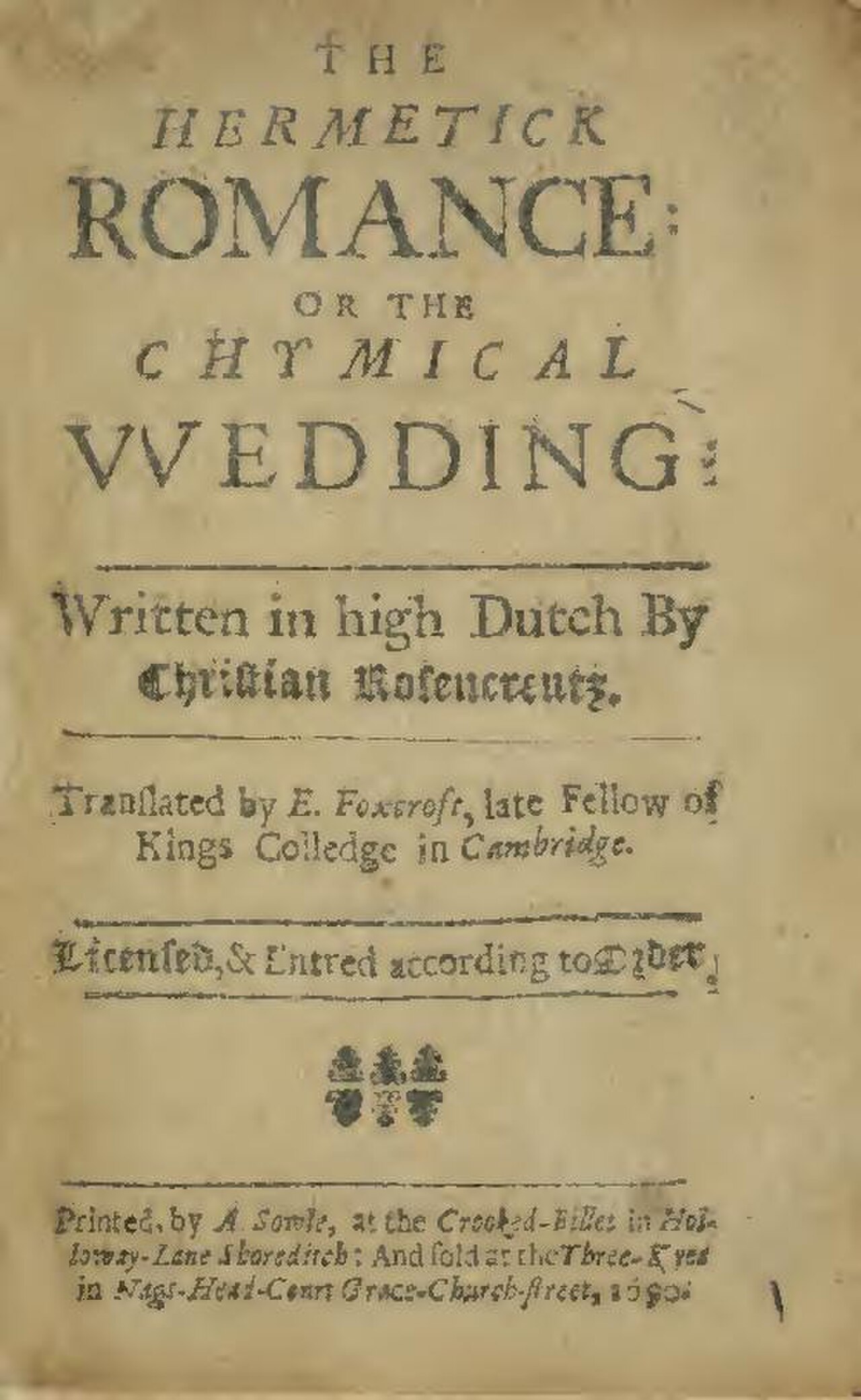 The Chymical Wedding of Christian Rosenkreutz cover