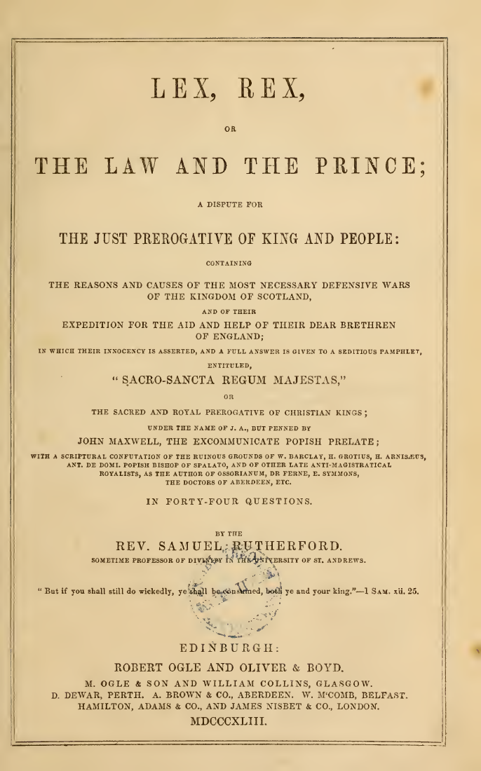 Lex, Rex; or, The Law and the Prince cover
