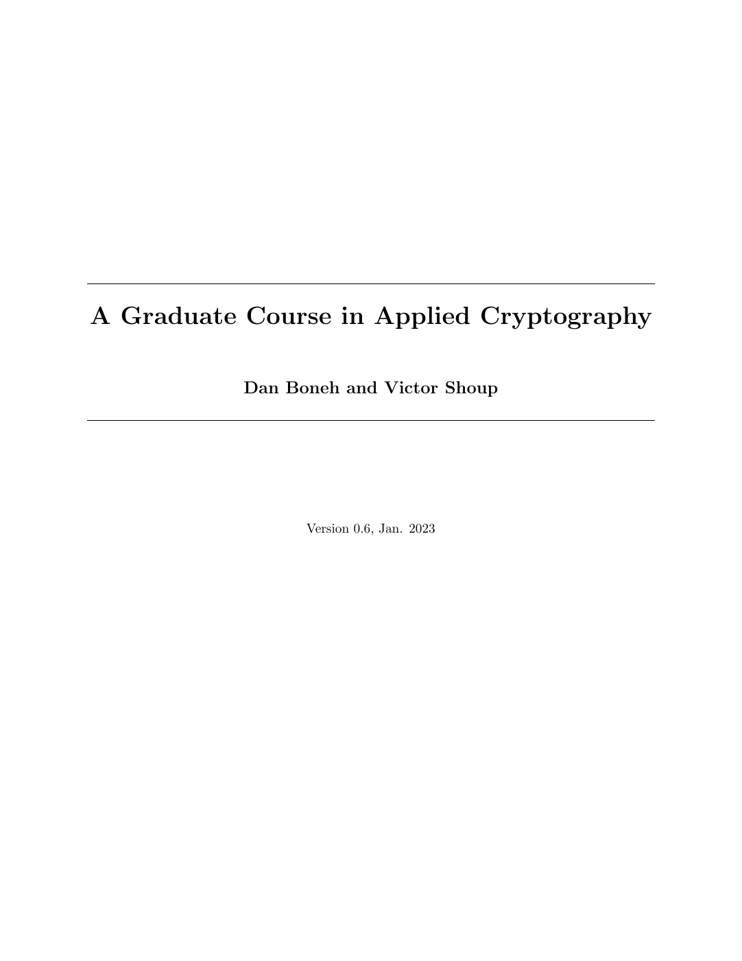 A Graduate Course in Applied Cryptography cover